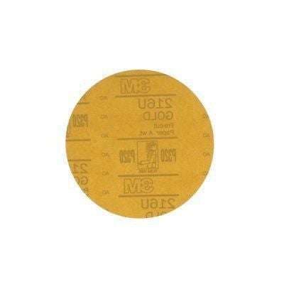 3M Hookit 6 in Gold Abrasive Disc 00975, 320 Grit, Box of 100 - 3M Sandpaper