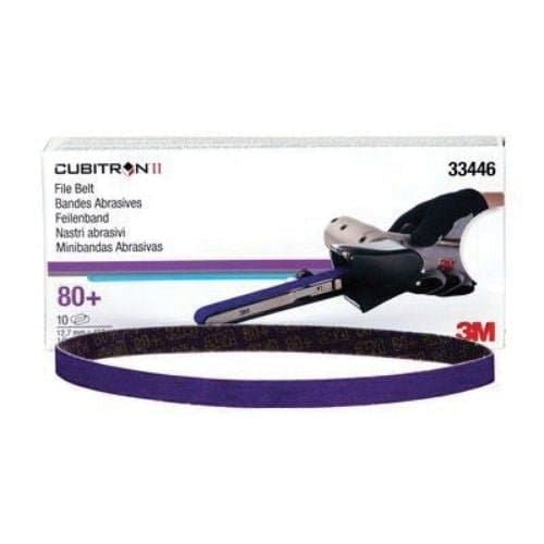 3M Cubitron II 33446 80+ Grit File Belt, 1/2in x 18in, Box of 10 - 3M Sandpaper