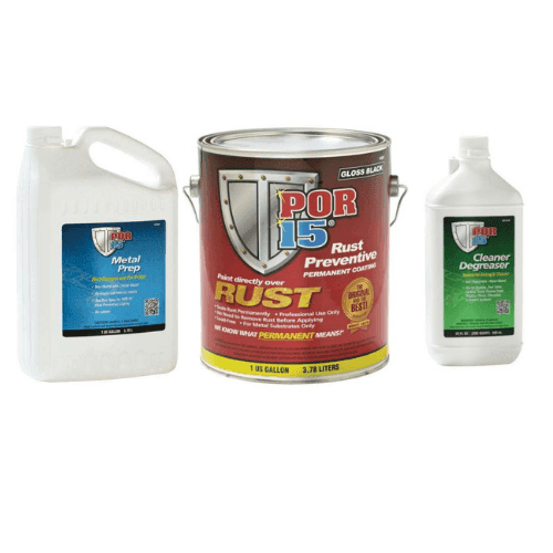 POR-15 3 Step Rust Prevention Kit, Gallon Gloss Black+Cleaner+Metal Prep - POR-15 Automotive Paint