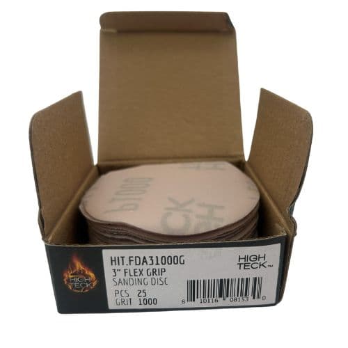 High Teck 3 Inch Super Fine Grit Flexible Grip Sanding Disc | 25 pk - High Teck Sandpaper