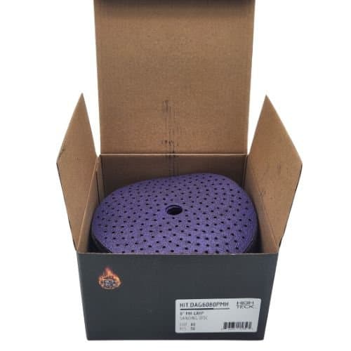 High Teck 6 In Multi-Hole Purple Ceramic Grip Sanding Disc | 50 pk - High Teck Sandpaper