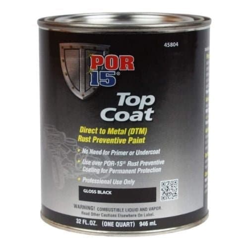 POR-15 45804 Quart Gloss Black Top Coat DTM Paint - POR-15 Automotive Paint