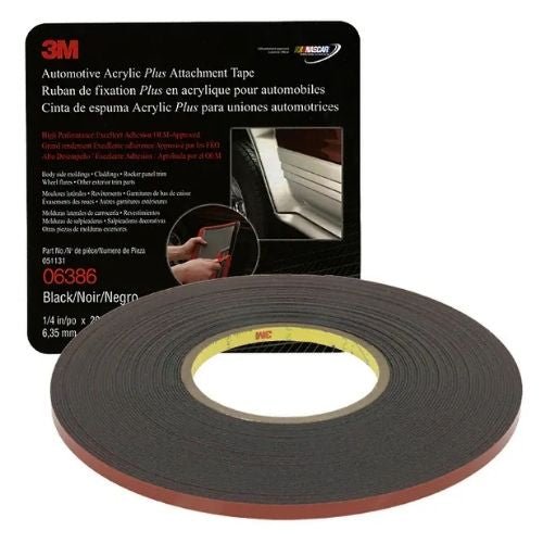 3M™ 6386 1/4 in Black Attachment Tape - 3M Masking Tape & Paper
