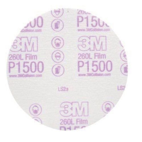 3M™ 1500 Grit 6" Finishing Film Disc, White Aluminum Oxide, Box of 100 - 3M Sandpaper