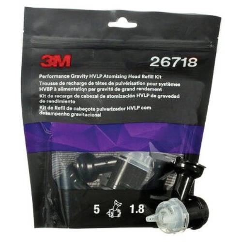 3M 26718 1.8 mm Clear Atomizing Head Refill Kit, 5 pk - 3M Spray Guns