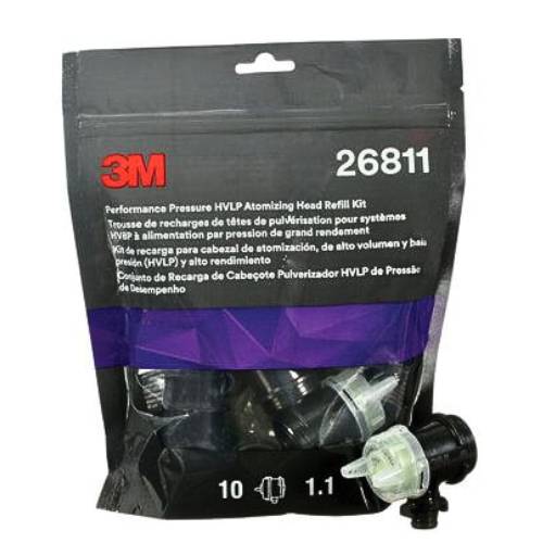 3M 26811 1.1 mm Yellow Atomizing Head Refill Kit, 10 pk - 3M Spray Guns