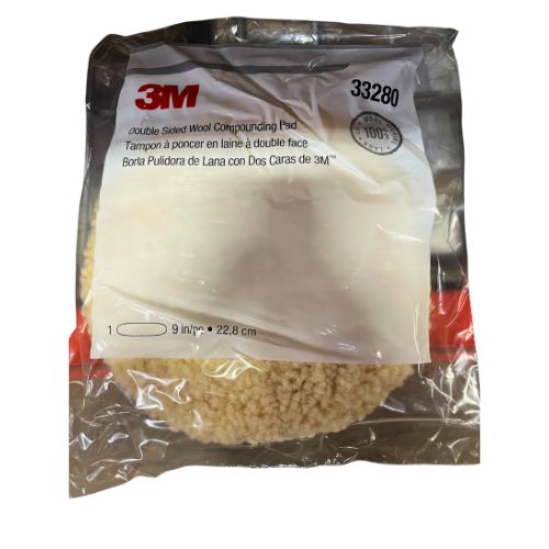 3M 33280 9" Double-Sided Wool Compound Pad, 5/8" Thread - 3M Compound/Polish