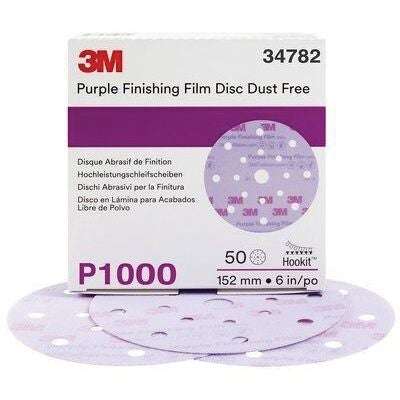 3M P1000 Grit Dust Free Abrasive Disc, 6 in Purple #34782, Box of 50 - 3M Sandpaper
