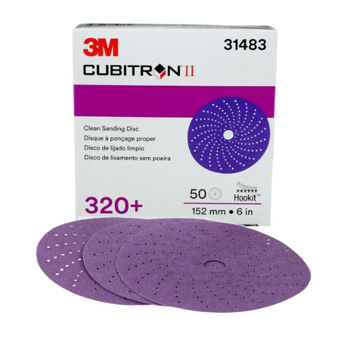 3M Cubitron™ II 320+ Grit 6" Purple Sanding Disc #31483, Box of 50 - 3M Sandpaper