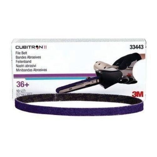 3M Cubitron II 33443 36+ Grit File Belt, 1/2in x 18in, Box of 10 - 3M Sandpaper