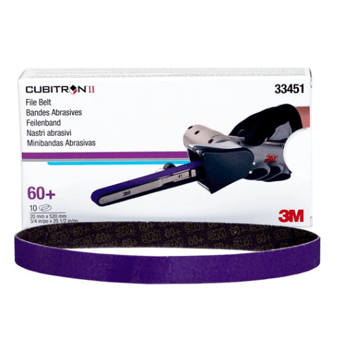 3M Cubitron II 33451 60+ Grit File Belt, 3/4in x 20.5in, Box of 10 - 3M Sandpaper