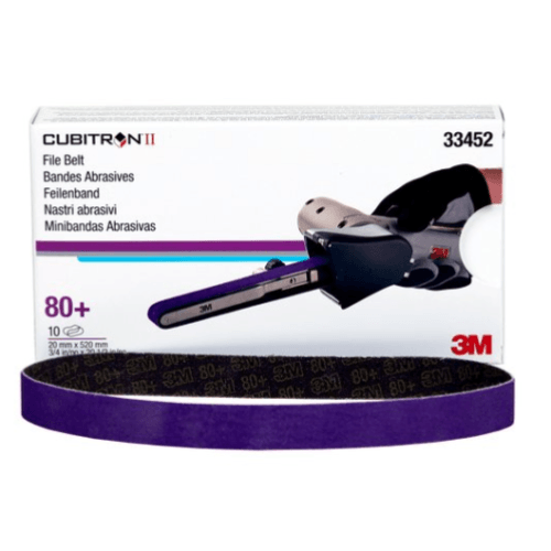 3M Cubitron II 33452 80+ Grit File Belt, 3/4in x 20.5in, Box of 10 - 3M Sandpaper