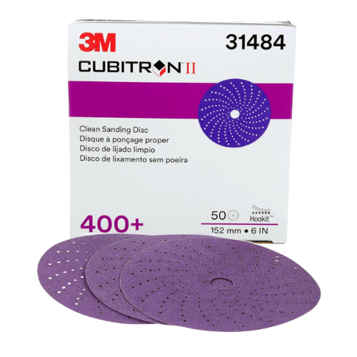 3M Cubitron™ II 400+ Grit 6" Purple Sanding Disc #31484, Box of 50 - 3M Sandpaper
