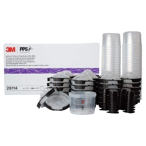 3M™ PPS™ 2.0 6.8 oz Mini Lid and Liner Kit, 26114, 200 Micron Filter - 3M Paint Gun Cups & Liners