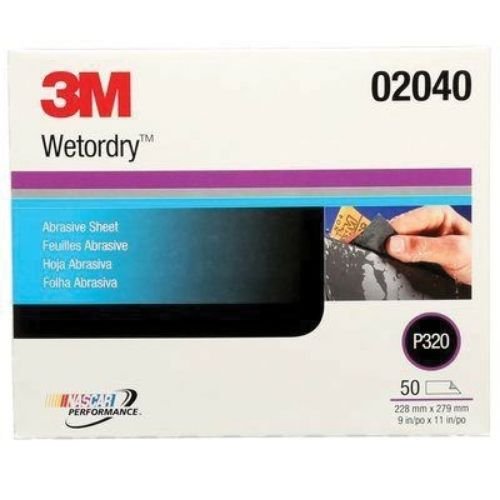3M Wetordry™ 320 Grit Black Silicon Carbide Abrasive Sheet #2040, 50 pc - 3M Sandpaper