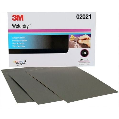 3M Wetordry™ 1000 Grit Black Silicon Carbide Abrasive Sheet #2021, 50 pc - 3M Sandpaper