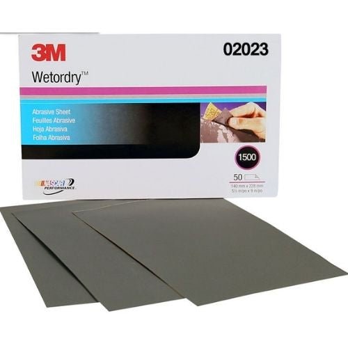 3M Wetordry™ 1500 Grit Black Silicon Carbide Abrasive Sheet #2023, 50 pc - 3M Sandpaper