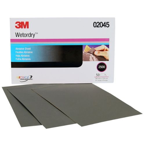 3M Wetordry 2500 Grit Black Silicon Carbide Abrasive Sheet #2045, 50 pc - 3M Sandpaper
