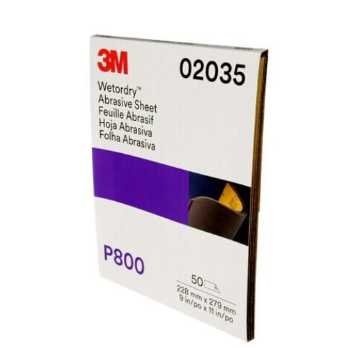 3M Wetordry 800 Grit Black Silicon Carbide Abrasive Sheet #2035, 50 pc - 3M Sandpaper