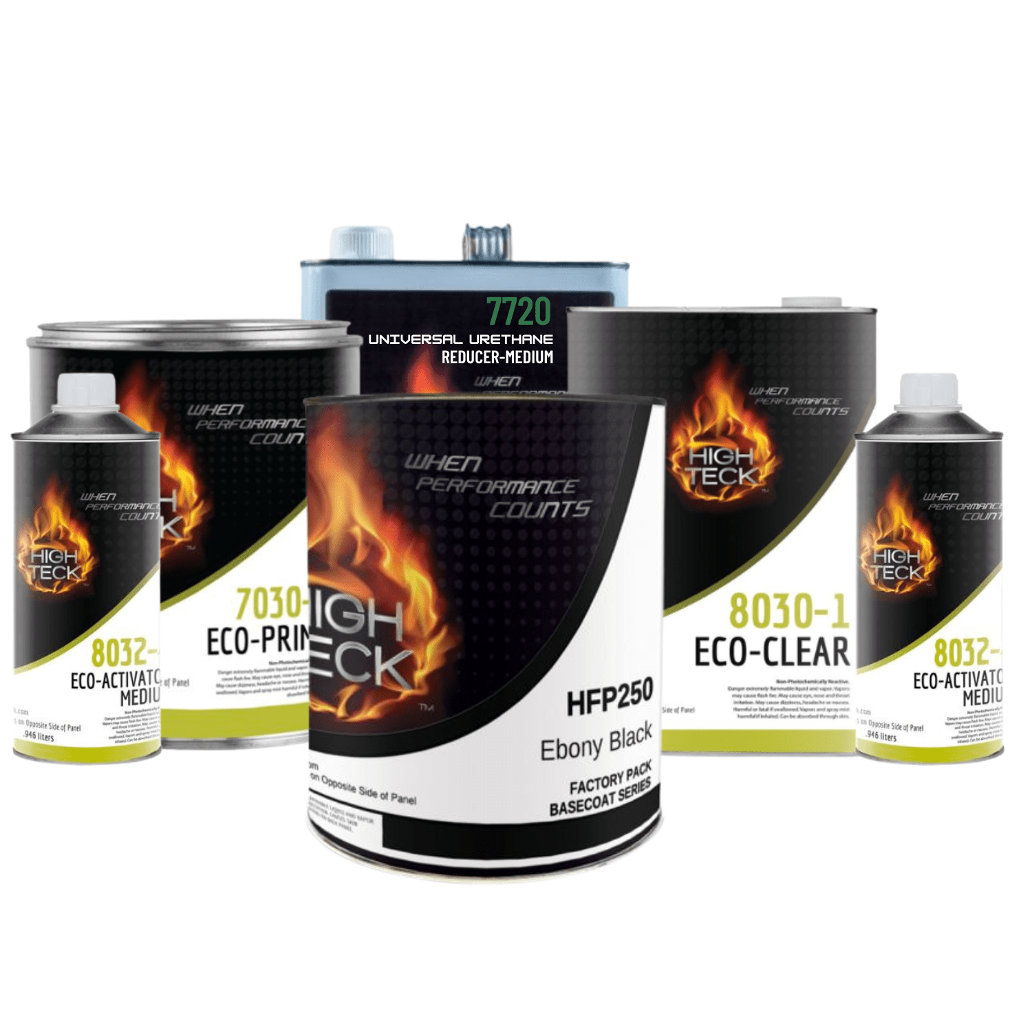 Complete Paint, Primer, and Clearcoat Gallon Kit, Ebony Black GM WA-8555 - High Teck Automotive Paint