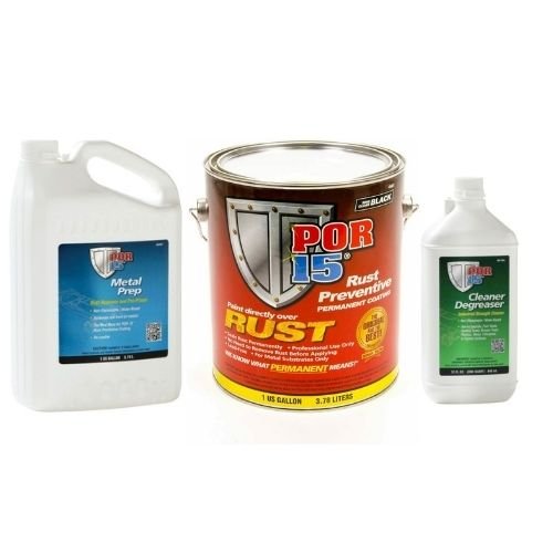 POR-15 3 Step Rust Prevention Kit, Gallon Semi-Gloss Black+Cleaner+Metal Prep - POR-15 Automotive Paint