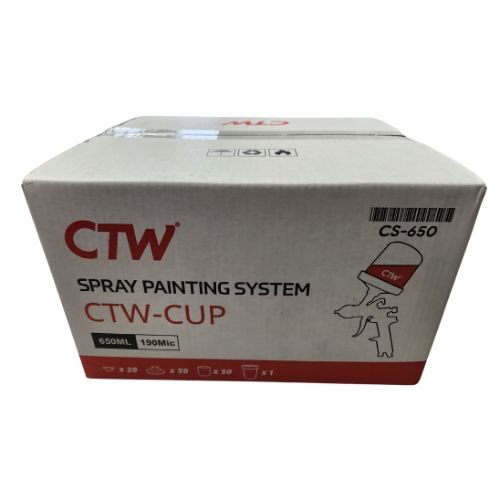 CTW CS-650ml (22oz) Disposable Paint Cup System, 50 pc Lid/Liner Kit - CTW Paint Gun Cups & Liners