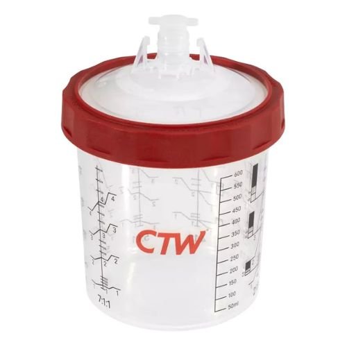 CTW CS125-90ml (3 oz) Disposable Paint Cup System, 50 pc Lid/Liner Kit - CTW Paint Gun Cups & Liners