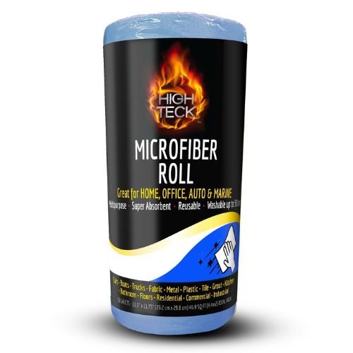 High Teck 1250 Blue Microfiber Towel Roll, 12in x 12in, Roll of 50 - High Teck Shop Supplies