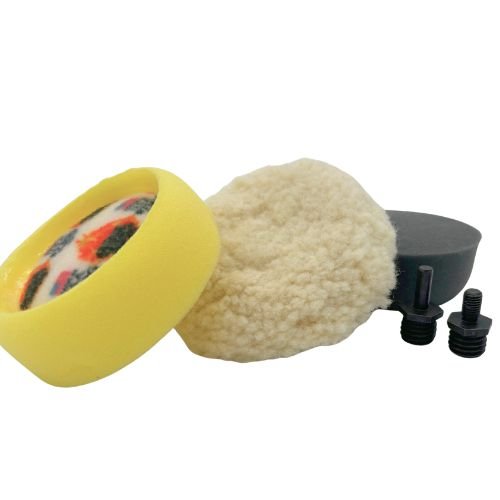 High Teck 3 Inch Dia Wool and Foam Buffing Pad Kit, 6 pc - High Teck Compound/Polish