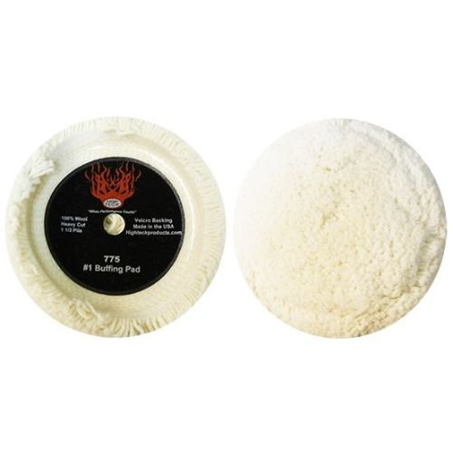 High Teck 775 7.5" Dia Wool Buffing Pad with Velcro Backing - High Teck Compound/Polish