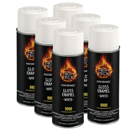 High Teck 9900 Gloss White Enamel, 12 oz Aerosol, Box of 6 - High Teck Aerosols