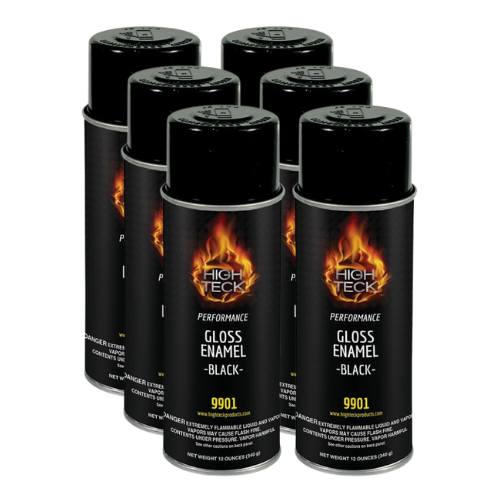 High Teck 9901 Gloss Enamel - Black 12 oz Aerosol, Box of 6 - High Teck Aerosols