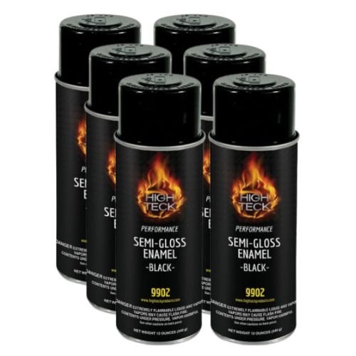 High Teck 9902 Semi-Gloss Enamel - Black 12 oz Aerosol, Box of 6 - High Teck Aerosols