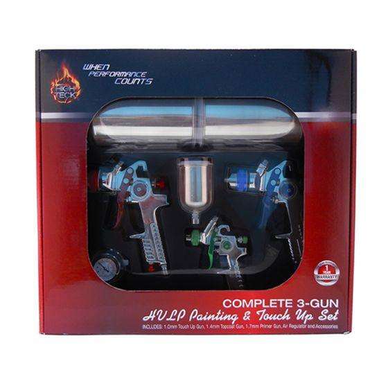 HIGH TECK Complete 3-Gun HVLP Paint & Touch Up Set - High Teck Spray Guns