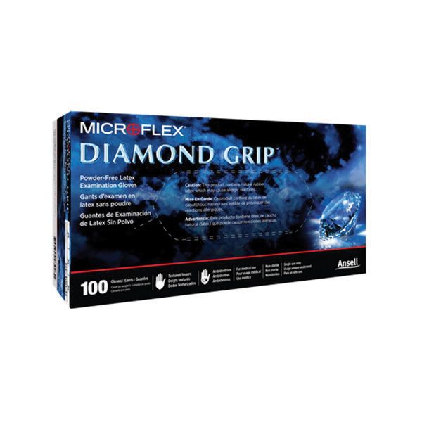 Microflex Diamond Grip Medium Disposable Latex Gloves, Box of 100 - Microflex Disposable Gloves
