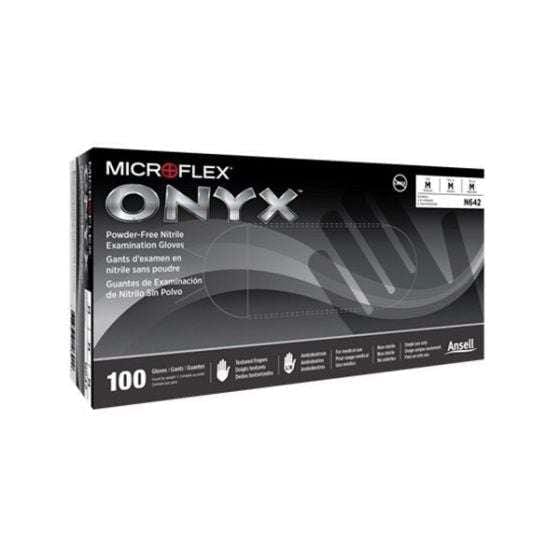 Microflex Onyx N643 Large Black Nitrile Disposable Gloves, Box of 100 - Microflex Disposable Gloves