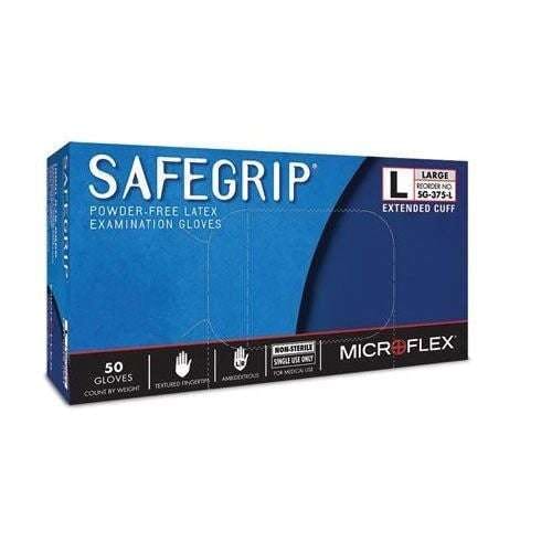 Microflex SafeGrip SG375 Large Textured Blue Latex Gloves - Microflex Disposable Gloves