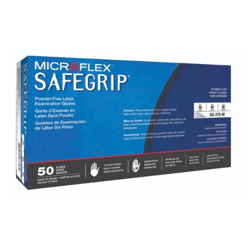 Microflex SafeGrip SG375 Medium Textured Blue Latex Gloves - Microflex Disposable Gloves