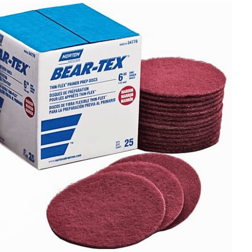 Norton Bear-Tex 34770 6" Red Primer Prep Sanding Disc, Box of 25 - Norton Sandpaper