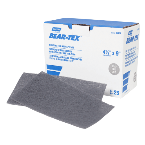 Norton Bear-Tex 06167 Gray Thin-Flexible Hand Pad, Box of 25 - Norton Sandpaper