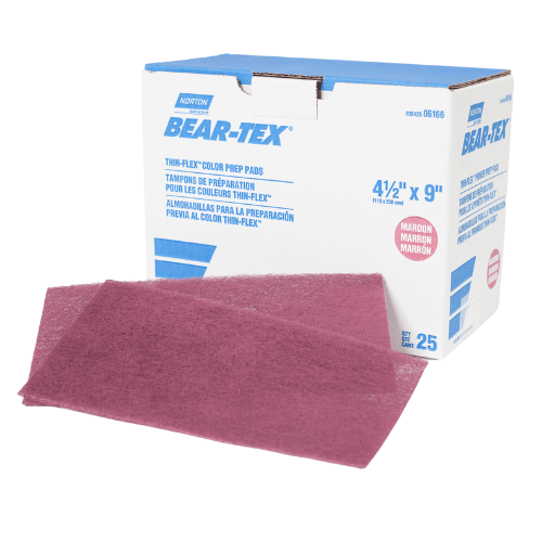 Norton Bear-Tex 06166 Red Thin-Flexible Hand Pad, Box of 25 - Norton Sandpaper