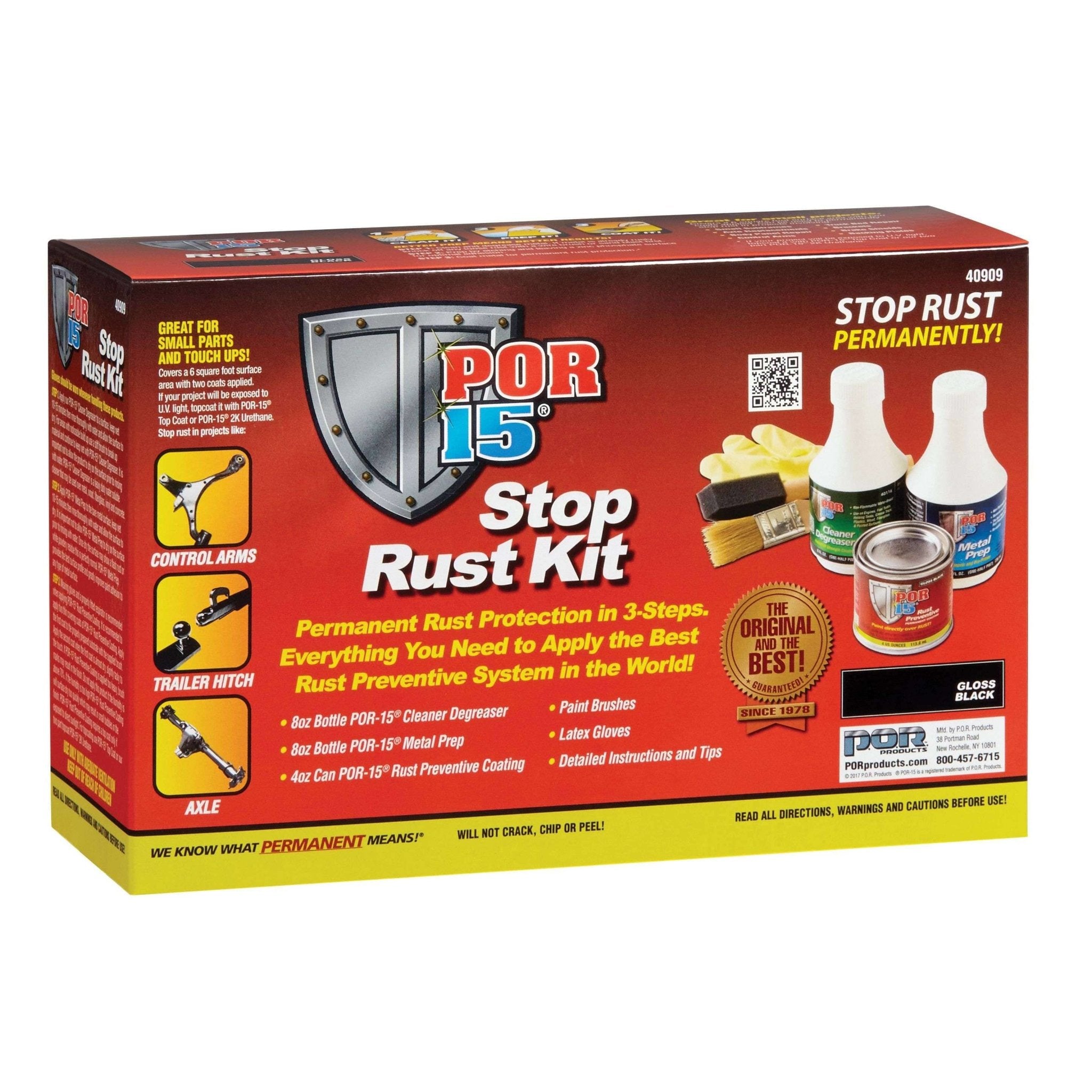 POR-15® 40909 Stop Rust Kit, 4 oz, Black, 6 sq-ft Coverage - POR-15 Automotive Paint