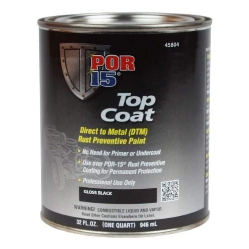 POR-15® 45804 Quart Gloss Black Top Coat DTM Paint - POR-15 Automotive Paint