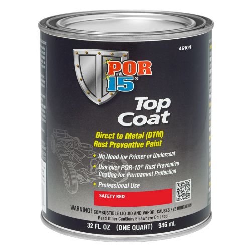 POR-15 46104 Safety Red Top Coat DTM Paint, Qt - POR-15 Automotive Paint