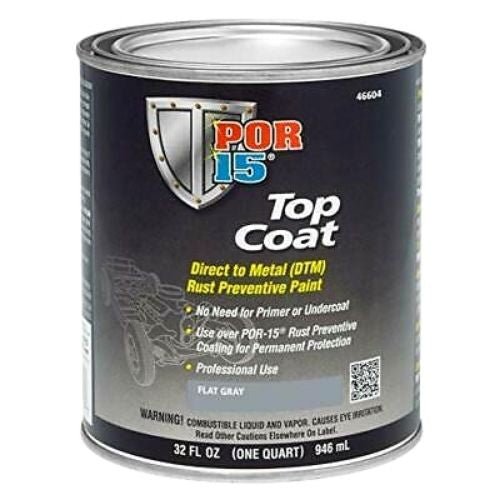 POR-15® 46604 Quart Flat Gray Top Coat DTM Paint - POR-15 Automotive Paint