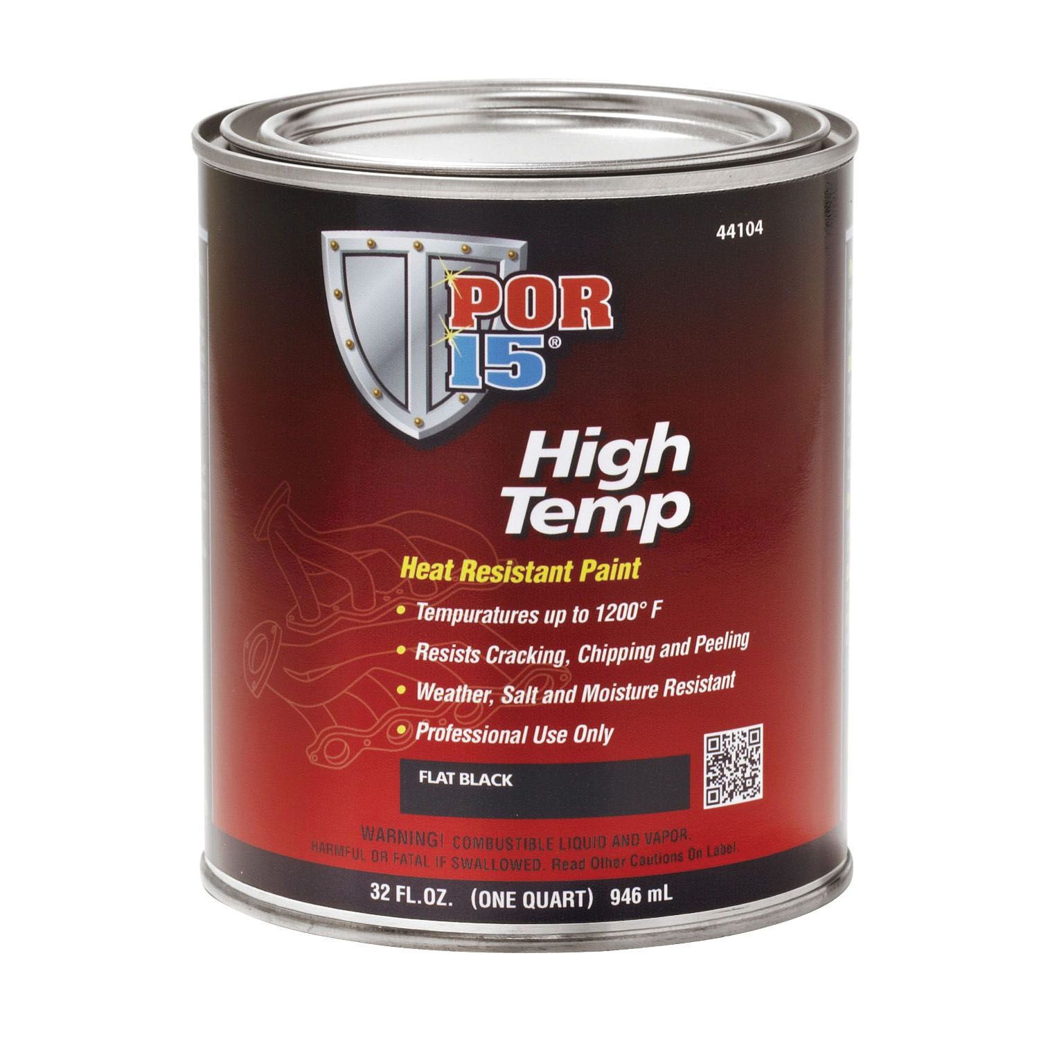 POR-15® 44104 Quart Flat Black High Temperature Paint - POR-15 Automotive Paint