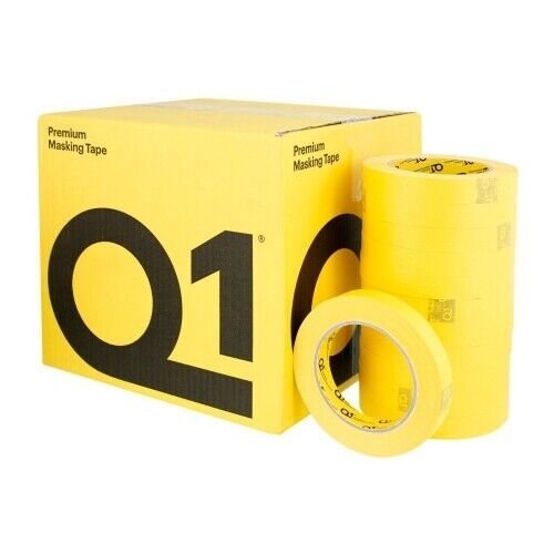 Q1 18 mm (3/4 in) Premium Sun Yellow Masking Tape, Case of 48 - Q1 Masking Tape & Paper