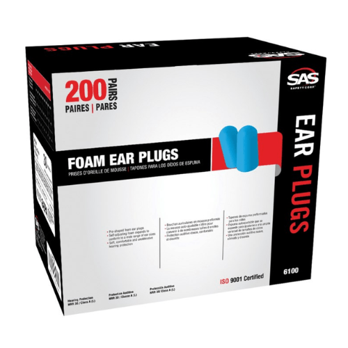 SAS 6100 Box of 200 Uncorded Blue Ear Plugs - SAS Respirators