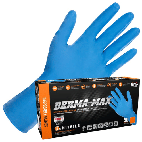 SAS® Derma-Max XL Extra Strength Blue Nitrile Gloves, Box of 50 - SAS Disposable Gloves