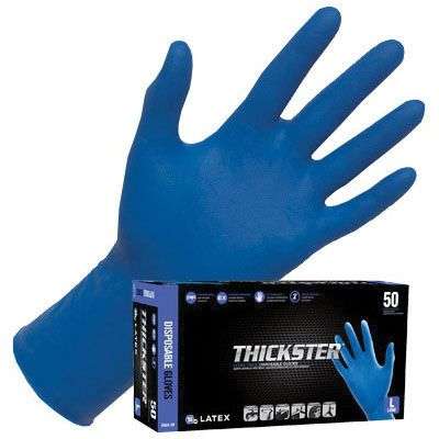 SAS Thickster XL Blue Latex Gloves, Box of 50 Powder Free - SAS Disposable Gloves